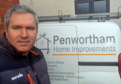Penwortham Home Improvements van with services like gates, painting, and decorating