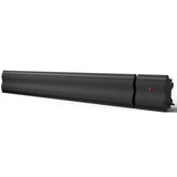 Modern black outdoor heater for garden verandas and pergolas, sleek wall-mounted design