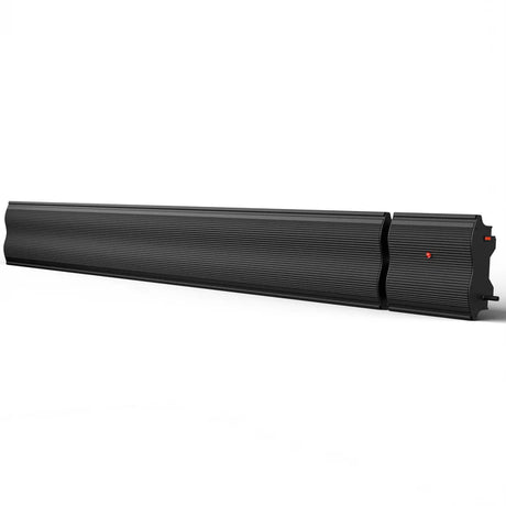 Modern black outdoor heater for garden verandas and pergolas, sleek wall-mounted design
