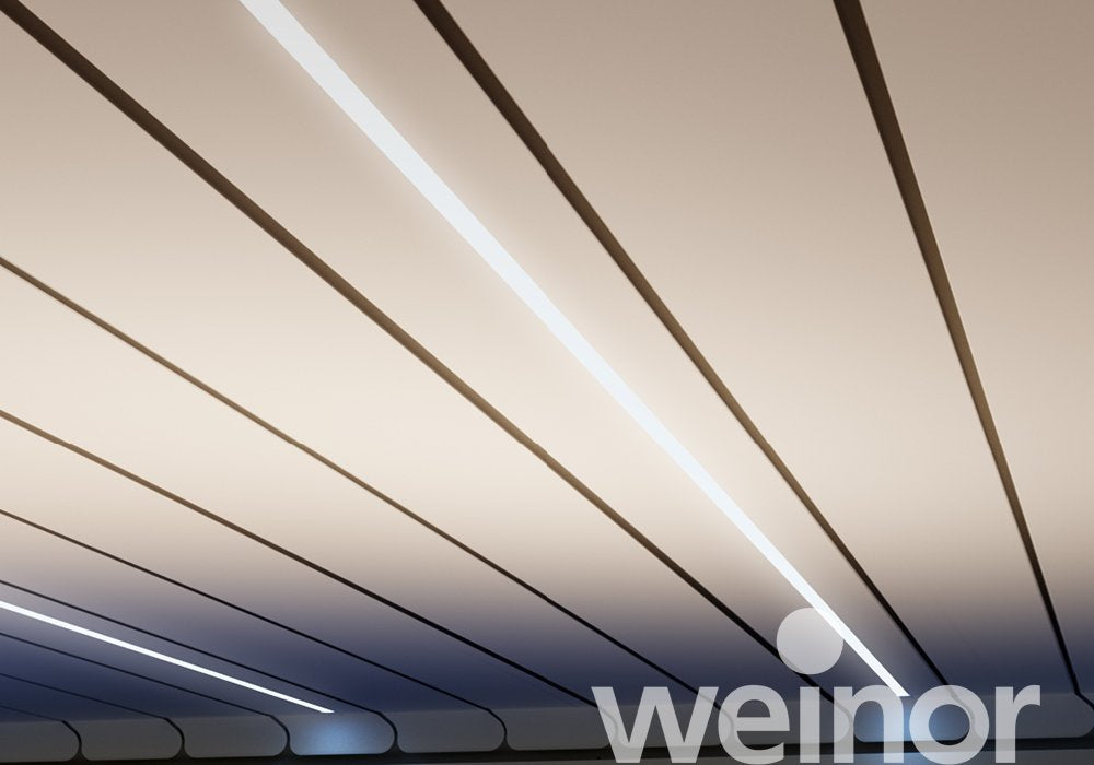 Modern veranda ceiling with integrated LED lighting, sleek outdoor patio roof design